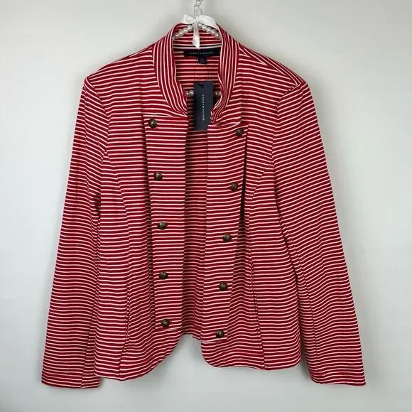 Tommy Hilfiger Womens Jacket XL Stripe Nautical Military blazer holidays - Picture 12 of 12